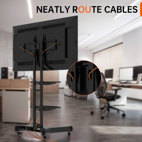 FANCO Universal Rotating TV Stand, suitable for 32-80 inch TVs, adjustable tilt height, maximum VESA 600x400mm (black) - V.I.P Digital Presence