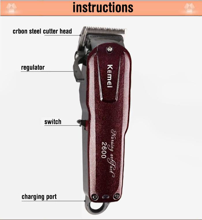 Kemei Electric Washable Hair Clipper Rechargeable Professional Hair Trimmer Shaver Razor Cordless Adjustable Clipper - V.I.P Digital Presence