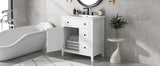 30" Bathroom Vanity with Sink Top, Bathroom Vanity Cabinet with Door and Two Drawers, Solid Wood Frame, One Package, White - V.I.P Digital Presence