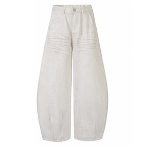 Sprayed and Distressed Denim Tapered Pants with High Street Punk Pocket Design, Loose Wide Leg Long Pants - V.I.P Digital Presence