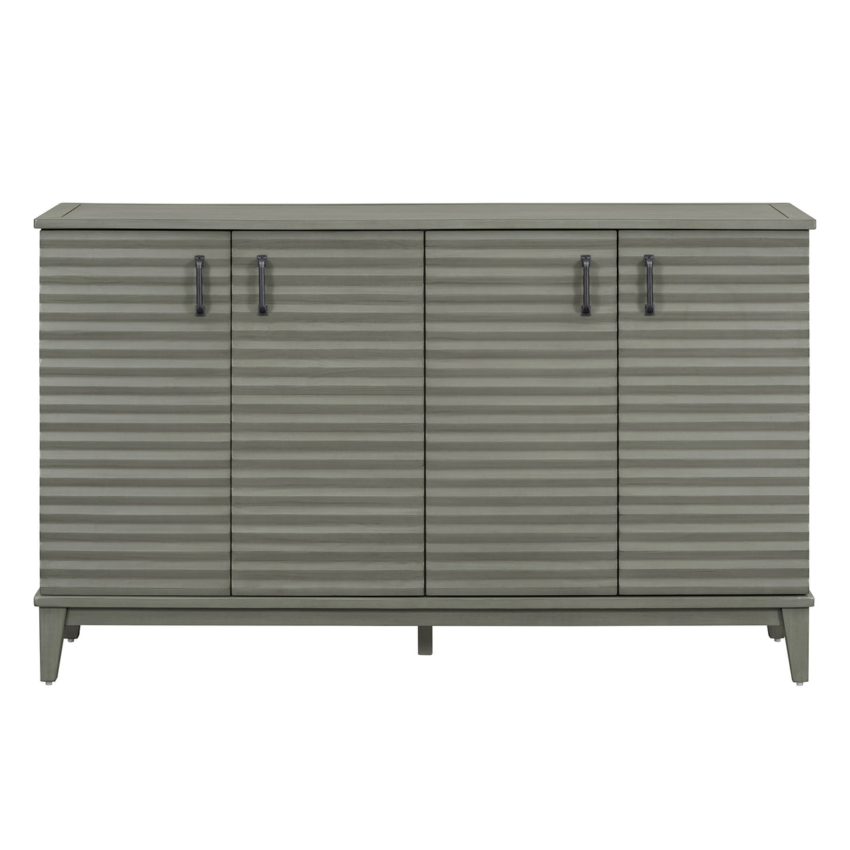 TREXM side panel with 4-door large storage buffet, adjustable shelves and metal handles (antique gray) - V.I.P Digital Presence