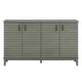 TREXM side panel with 4-door large storage buffet, adjustable shelves and metal handles (antique gray) - V.I.P Digital Presence