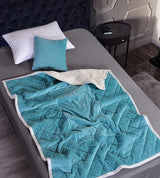 Manta de franela 2 en 1 para sofá de coche, cojín lumbar, manta de aire acondicionado, edredón de retazos plegable, ropa de cama
