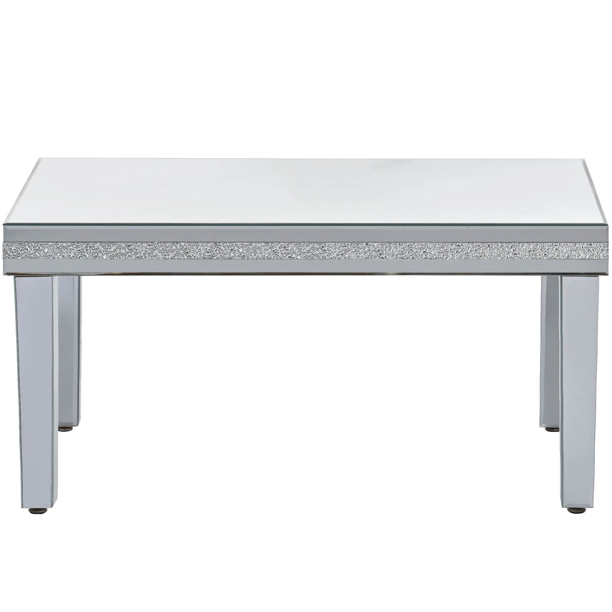 The ON-TRANS stylish modern glass mirrored coffee table features a crystal design and adjustable height legs in silver - V.I.P Digital Presence