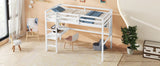 Twin Loft Bed with built-in desk and bookcase of three compartments, Guardrails and Ladder,White - V.I.P Digital Presence