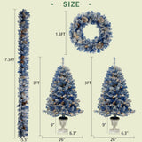 A set of 4 artificial Christmas trees, including flower garlands, flower garlands, and 2 entrance trees, equipped with LED light - V.I.P Digital Presence