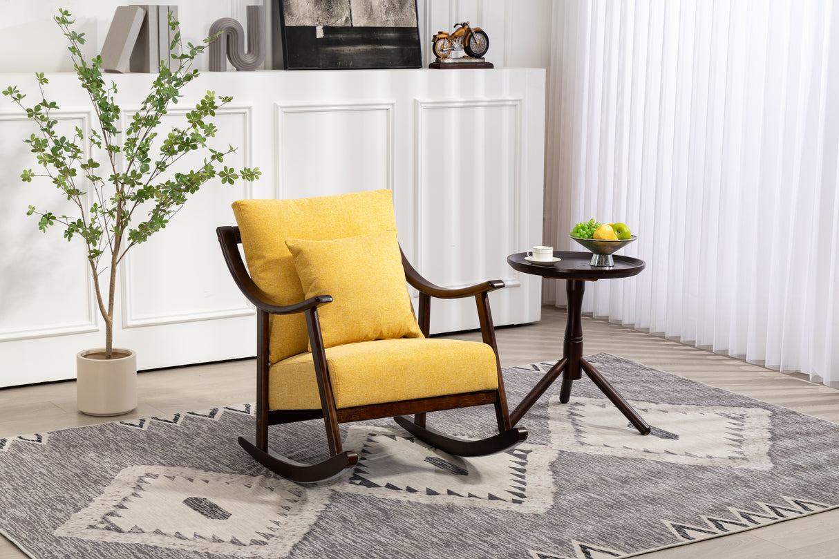 woven fabric Mid Century Modern Accent Chairs Comfy Upholstered Glider Arm Chair with Solid Wood for Living Room Bedroom Balcony - V.I.P Digital Presence