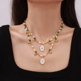 Titanium Steel Freshwater Pearl Oval Pendant Necklace - V.I.P Digital Presence