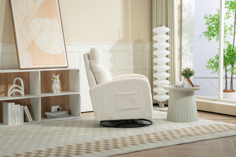 JiaDa Upholstered Swivel Glider.Flannel fabric.Rocking Chair for Nursery in Beige.Modern Style One Left Bag - V.I.P Digital Presence