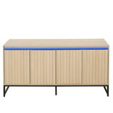Engraved 4-door side panel with LED, self-service cabinet storage cabinet, modern coffee bar cabinet with adjustable shelves - V.I.P Digital Presence