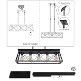 5-light farmhouse pendant light, metal pendant light island fixture, modern rectangular island light, pure black (no bulb) - V.I.P Digital Presence