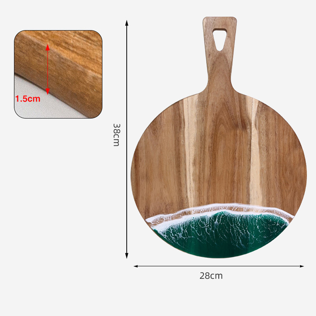 Wood Cutting Board Resin Blue green Wave Pattern - V.I.P Digital Presence