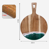 Wood Cutting Board Resin Blue green Wave Pattern - V.I.P Digital Presence