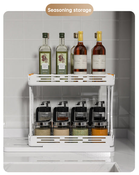 Pull out Rotating Spice Rack Organizer for Cabinet Rotate Makeup Organizer Slide Bottle Box Holder Plastic Seasoning Spice Rack - V.I.P Digital Presence