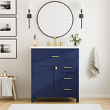 30-Inch Blue Bathroom Vanity with Ceramic Sink and Ample Storage - Ideal Choice for Small Bathrooms - V.I.P Digital Presence