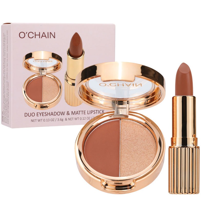 O'CHAIN Pearlescent two-color eyeshadow Matte lipstick does not fade and does not stick to the cup powdery delicate eyeshadow palette - V.I.P Digital Presence