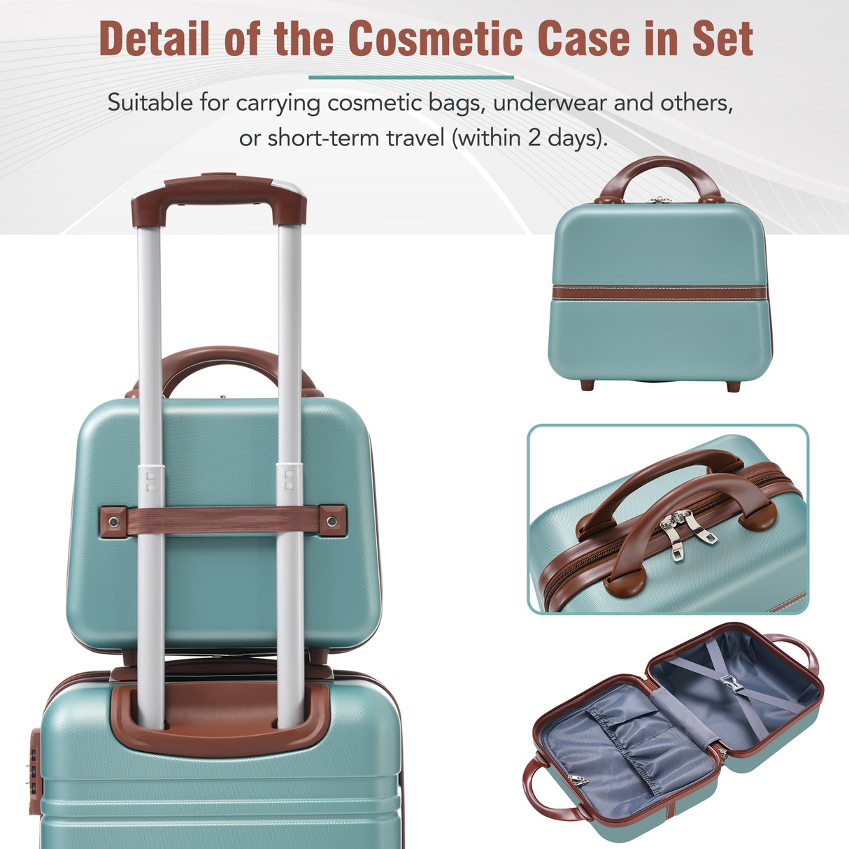 Hardshell Luggage Sets 3 Pieces 20"+28" Luggages and Cosmetic Case Spinner Suitcase with TSA Lock Lightweight,Green - V.I.P Digital Presence