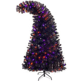 6FT artificial fir curved top Halloween tree, with 1080 lush branch tips and 300 LED lights in a Christmas and Halloween style - V.I.P Digital Presence