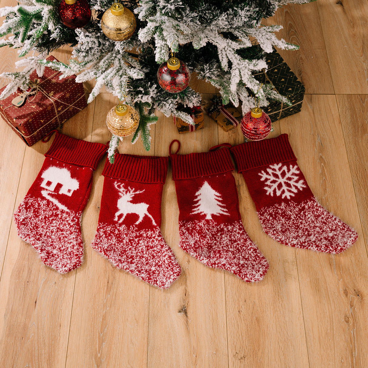 Christmas decoration products, knitted velvet, Christmas socks, snowflake red gift socks, gift bags - V.I.P Digital Presence