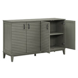 TREXM side panel with 4-door large storage buffet, adjustable shelves and metal handles (antique gray) - V.I.P Digital Presence