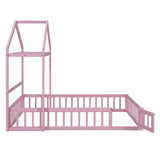 Wooden Full Size Children's Bed with Detachable Headboard and Integrated Clothes Drying Rack, Pink - V.I.P Digital Presence