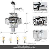 Black  Luxury Crystal Chandelier Modern Chandeliers Lights Fixture Hanging  Pendant Light Fixture for Dining Room Bedroom - V.I.P Digital Presence