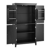 Bathroom floor storage cabinet, bathroom storage cabinet, 4-door independent cabinet, adjustable shelf, adaptive shelf, black - V.I.P Digital Presence