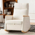 Accent Rocking Chair with Footrest High Back Rubber Wood Rocking Legs Bedroom Living Space 38.6D X 26.8W X 40.6H Inch - V.I.P Digital Presence