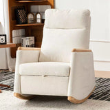 Accent Rocking Chair with Footrest High Back Rubber Wood Rocking Legs Bedroom Living Space 38.6D X 26.8W X 40.6H Inch - V.I.P Digital Presence