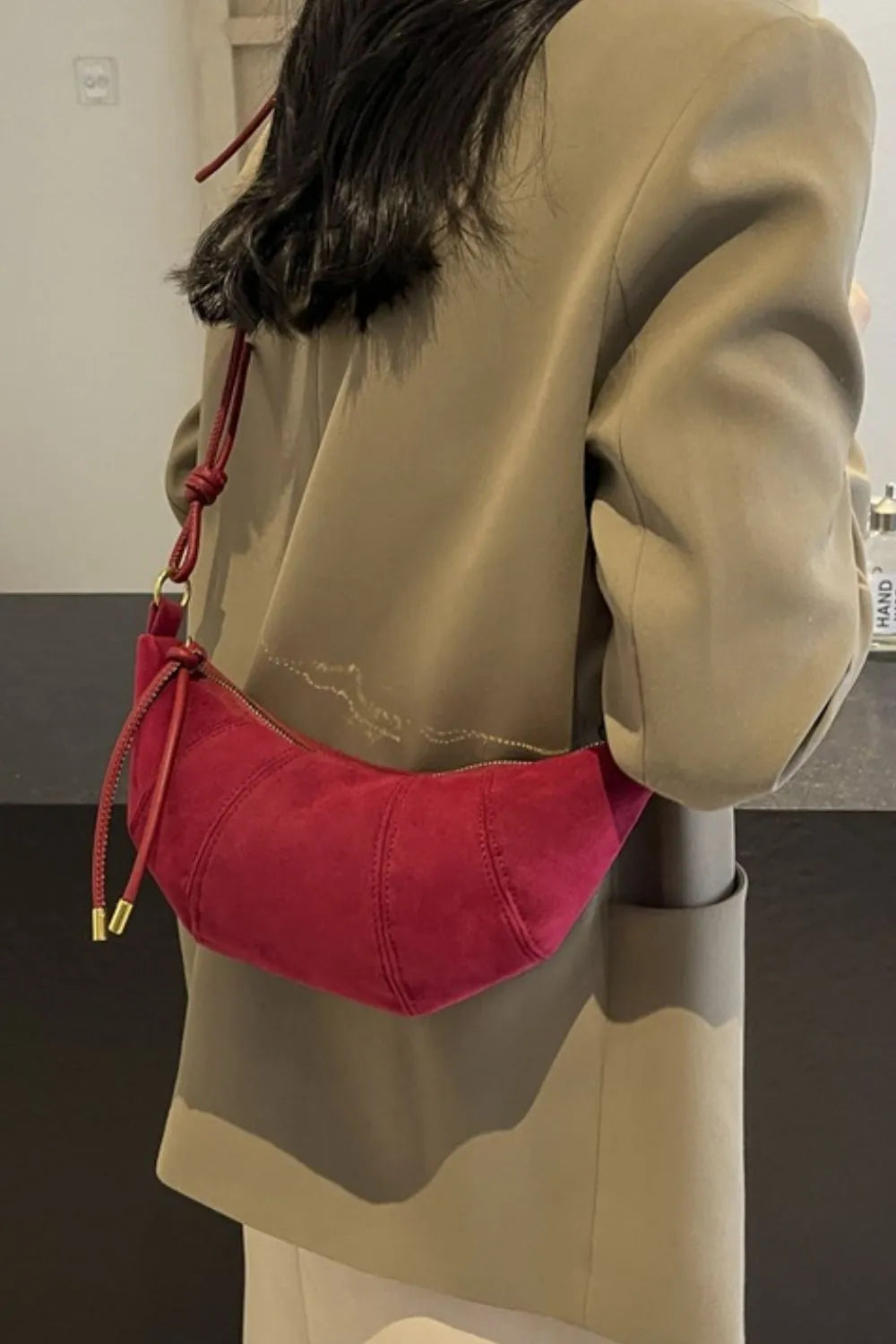 PU Leather Strap Suede Shoulder Bag - V.I.P Digital Presence