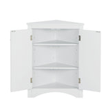 White Triangle Bathroom Storage Cabinet with Adjustable Shelves, Freestanding Floor Cabinet for Home Kitchen - V.I.P Digital Presence