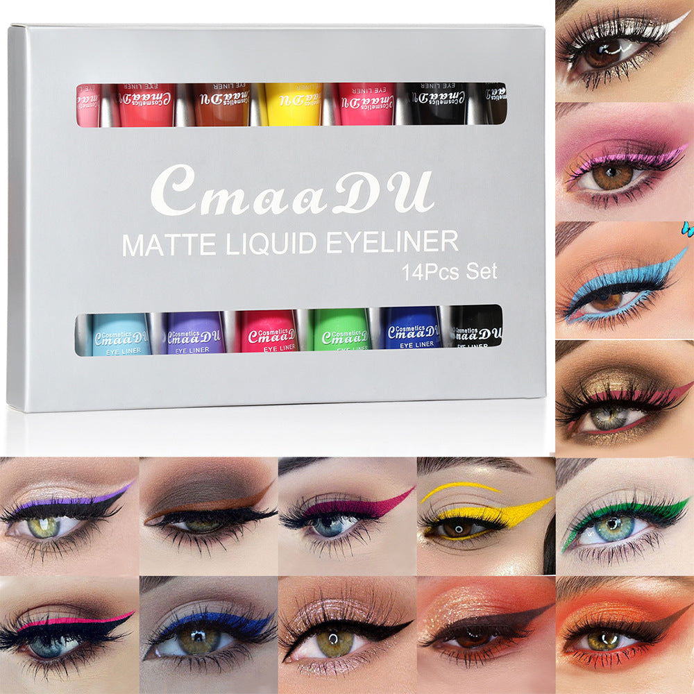 CmaaDu 14 color liquid eyeliner set matte  quick drying  long lasting  no smudge - V.I.P Digital Presence