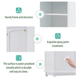 High bathroom storage cabinet with glass door, freestanding, two drawers and adjustable shelves, MDF board, painted white - V.I.P Digital Presence
