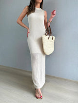 Openwork Slit Round Neck Cover-Up - V.I.P Digital Presence