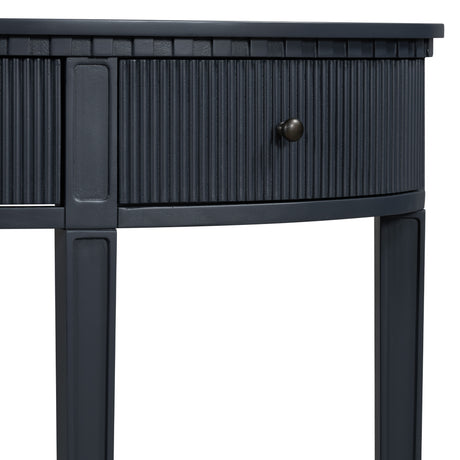 U-Style Distinctive Features of Pine Veneer Console Table with Vertical Stripe Drawer Fronts and Four Legs - V.I.P Digital Presence