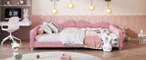 Full size Upholstered Daybed, Sherpa Fabric Sofabed with Cloud-Shaped Backrest, No Box-spring Needed, Pink - V.I.P Digital Presence