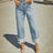 Straight leg jeans women's retro rolled edge high waisted pants - V.I.P Digital Presence