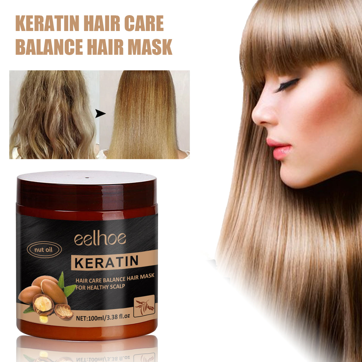 Keratin Hair Care Balance Hair Mask, Repair Frizzy Dry Hair Smooth Moisturizing And Nourishing Hair Mask - V.I.P Digital Presence