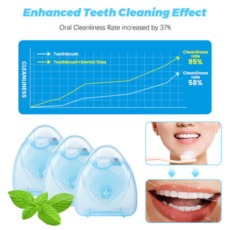 50m Mint-Flavored Dental Floss Blue Triangle Boxed Disposable Dental Floss Stick Tooth Cleaning Portable Floss Roll - V.I.P Digital Presence