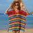 Cutout Striped Cover-Up with Tassel - V.I.P Digital Presence