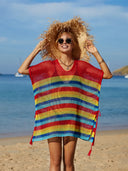 Cutout Striped Cover-Up with Tassel - V.I.P Digital Presence