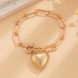 Ins Simple and Versatile Big Peach Heart Bracelet Personalized Heart shaped Iron Chain Bracelet for Women - V.I.P Digital Presence