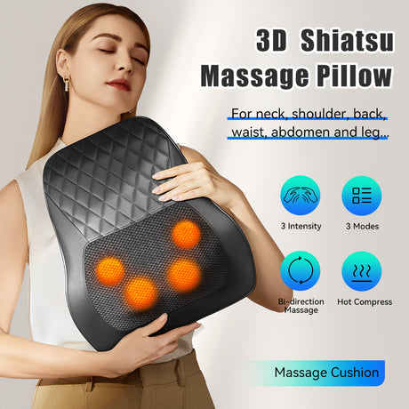 Deep Kneading Neck Shoulder Heat Relax Massage Pillow - V.I.P Digital Presence