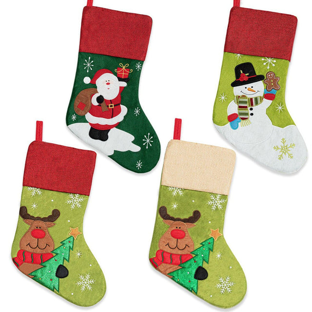 Christmas Socks Gift Bag Linen Santa Claus Embroidery Christmas Socks Christmas Gifts Christmas Pendants - V.I.P Digital Presence