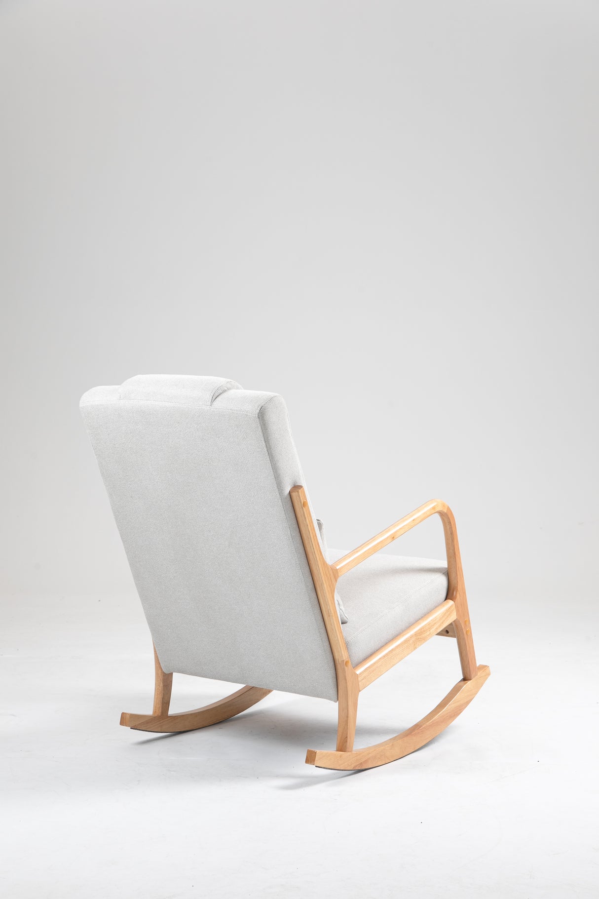 Rocking Chair Upholstered Fabric Rocking Armchair Indoor with High Backrest Glider Chairs and Lumbar Pillow for Living Room - V.I.P Digital Presence