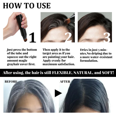 Disposable Plant Hair Stick, Hair Without Damage Repair Color Black Brown Quick White Hair Cover Stick - V.I.P Digital Presence