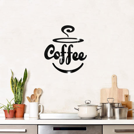 Coffee Themed Mirror Acrylic Wall Stickers for Kitchen and Dining Room - V.I.P Digital Presence