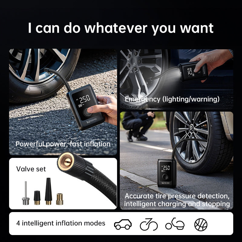 150PSI Rechargeable Electric Tire Pump with Light & LCD: for cars, bikes - V.I.P Digital Presence