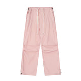 Wrinkled Casual Straight Cargo Pants Men's American Loose Solid Color Thin Sports Drawstring Cuffed Long Trousers - V.I.P Digital Presence