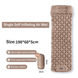 Outdoor double inflatable sleeping pad – with built-in pillow & pump, for camping, backpacking, hiking.